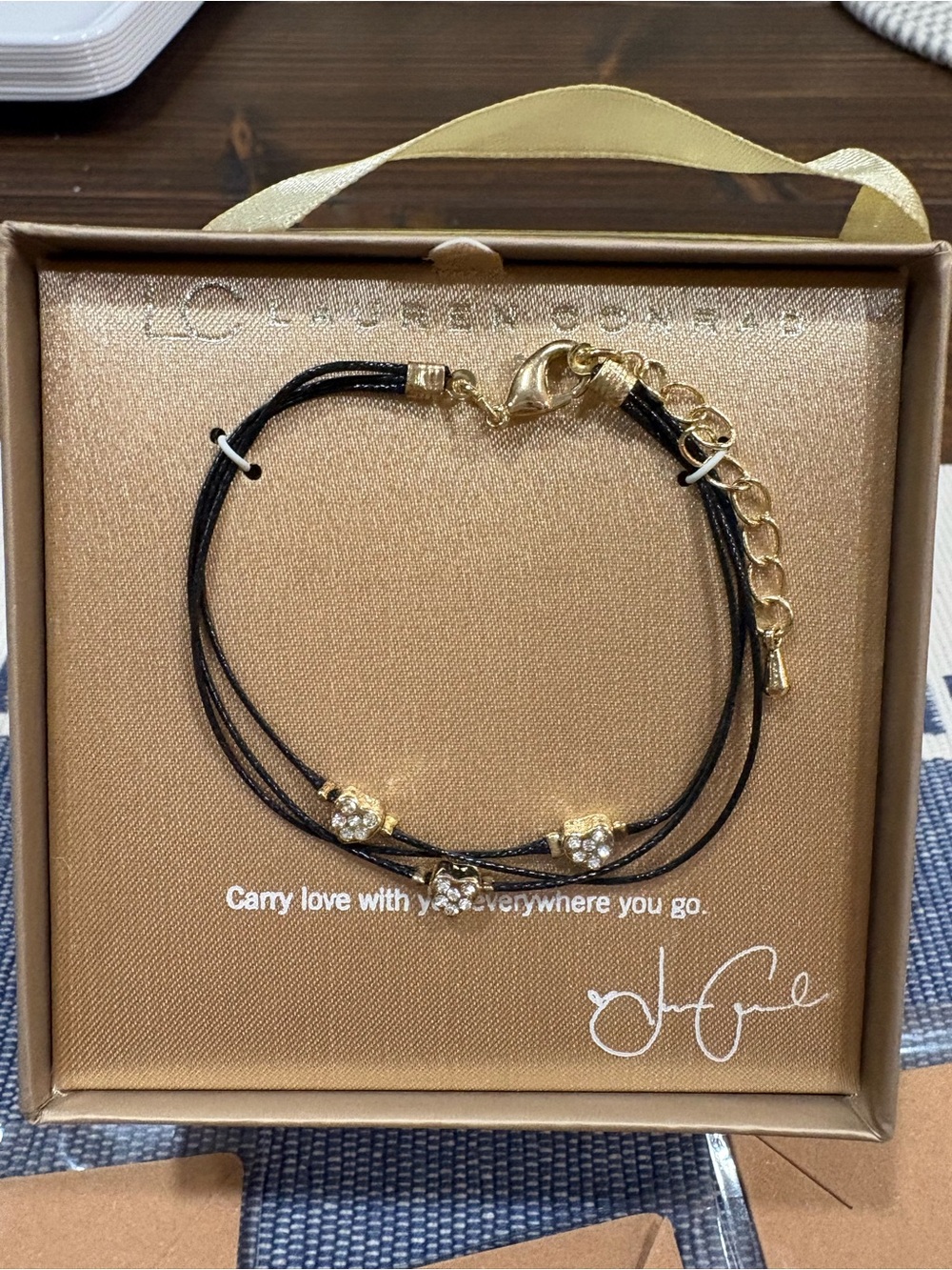 8 piece Lauren Conrad Heart Cord Bracelet with Gold Accents - Bundle